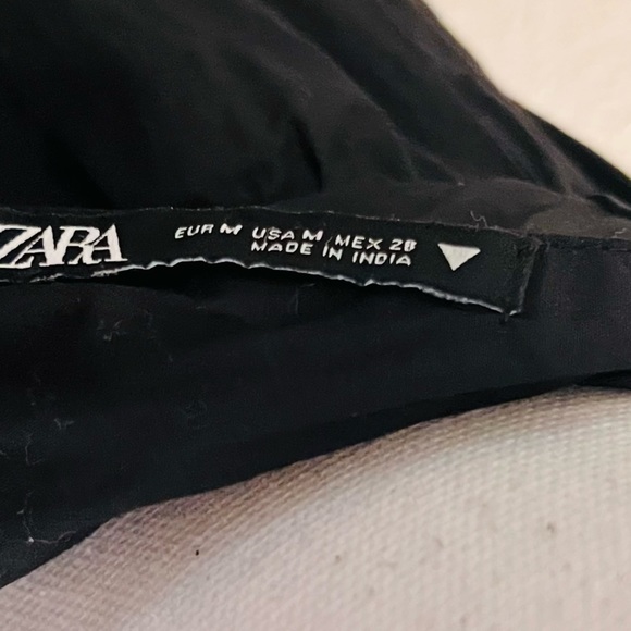 Zara Black Poplin Ruffle Tiered Tie Back Cut Out Cami Mini Babydoll Dress - Picture 7 of 12